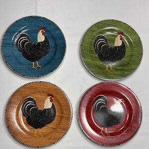 (4) 8” Sakura “Roosters” by Warren Kimble ceramic salad/dessert plates.